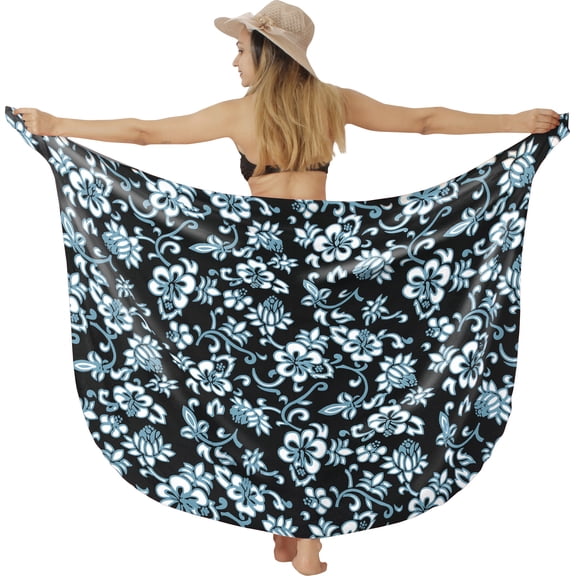 HAPPY BAY Women's Beachwear Sarong Coverups Bikini Skirt Swim Cover up Summer Wraps Swimwear Beach Wrap Skirts for Women One Size Coal, Floral