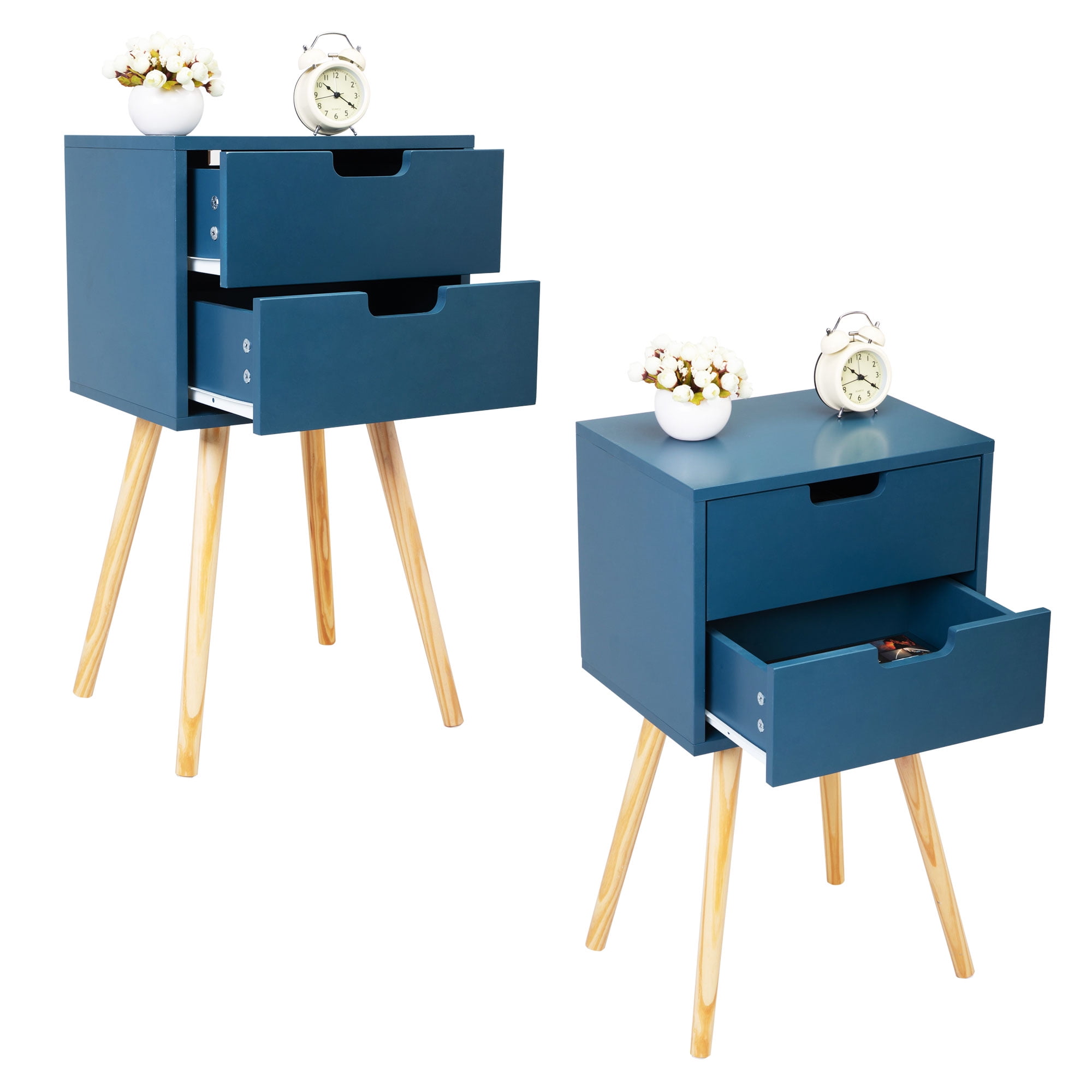 Kepooman Modern Versatile Nightstands Side End Table Night Stand Storage Shelf with 2 Bin Drawer for Living Room Bedroom, Lake Blue Kepooman Modern Versatile Nightstands Side End Table Night Stand Storage Shelf with 2 Bin Drawer for Living Room Bedroom, Lake Blue