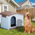 thumbnail image 2 of Pefilos 34" Dog House Indoor Outdoor Insulated Kennel Durable Plastic Doghouse for Small Dogs Weather, Water Resistant Dog Shelter with Pull-Out Base Tray, Brown, 2 of 9