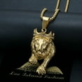 thumbnail image 3 of NEGS 18K Gold Plated Lion King Head with Crown Pendant 24'' Chain Punk Rock Hip Hop Viking Stainless Steel Necklace for Men, 3 of 8