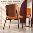 thumbnail image 5 of Orange Upholstered Dining Chairs Set of 6, Curved Mid Century Modern Chair - Kitchen Chairs, Dining Room Chairs, Dinning Chair with Faux Leather, Bentwood Side Profile, Metal Legs, Sillas de Comedor, 5 of 9