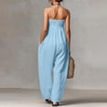 thumbnail image 5 of Vhkiploz A-Line Jumpsuit For Women's One Piece Strapless Bandeau Summer Sweatsuits Beach Vacation Travel Athletic Outfit Sets Boat Neck Sleeveless Solid Color Outwear Rompers With Pockets, 5 of 5