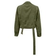 thumbnail image 6 of UTSJKR Clearance Women's Corduroy Jacket Long Sleeve Belted Motorcycle Jacket Cropped Outwear Zipper Solid Color Fall Winter Fashion Clothing Army Green M, 6 of 7