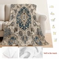 thumbnail image 5 of Blue Brown Boho Blanket Soft Cozy Warm Throw Blanket for Couch, Plush Fuzzy Flannel Fleece Blankets for Sofa, Ethnic Vintage Southwestern Geometric Bed Blankets Lightweight Gifts for Women, 40"x50", 5 of 9