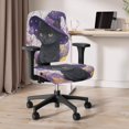 thumbnail image 6 of Psesaysky Non-Slip Computer Chair Cover for Armchair, 2 Pcs Office Chair Covers Polyester Fabric Desk Rotating Chair Slipcovers Halloween Black Cat, 6 of 8