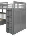 thumbnail image 3 of Bellemave L Shaped Triple Bunk Bed with Stairs, Wood Twin Over Full Bunk Bed with Desk and Wardrobe, Bunk Beds Frame with 3 Storage Drawers for 3 Teens（Gray）, 3 of 10