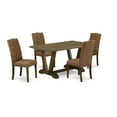 thumbnail image 2 of East West Furniture 5-Pc rectangular Dinette Set Included 4 kitchen parson chairs Upholstered Seat and High Button Tufted Chair Back and rectangular dining Table with Distressed Jacobean Dining Table, 2 of 6