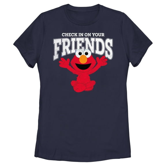Women's Sesame Street Check In On Your Friends Cute Elmo Graphic T-Shirt