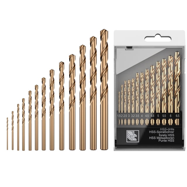 Juego de brocas TYMXGHF M35 Twist de acero cobalto, 13 piezas métricas