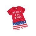 thumbnail image 2 of Elippeo Baby Boys Shorts Se 6 12 18  24 Months 3 Years Short Sleeve Letters Print T-shirt with Elastic Waist Shorts Summer Outfit for 4th of July, 2 of 10