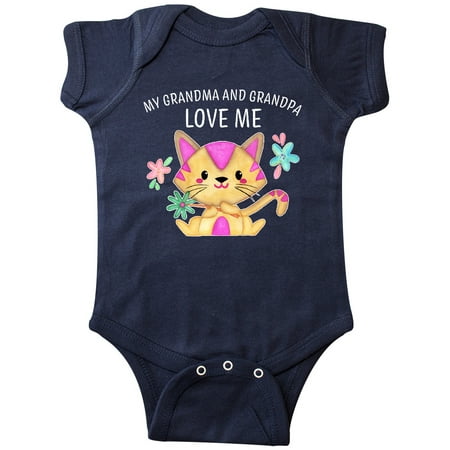

Inktastic My Grandma and Grandpa Love Me with Cute Kitten and Flowers Gift Baby Boy or Baby Girl Bodysuit