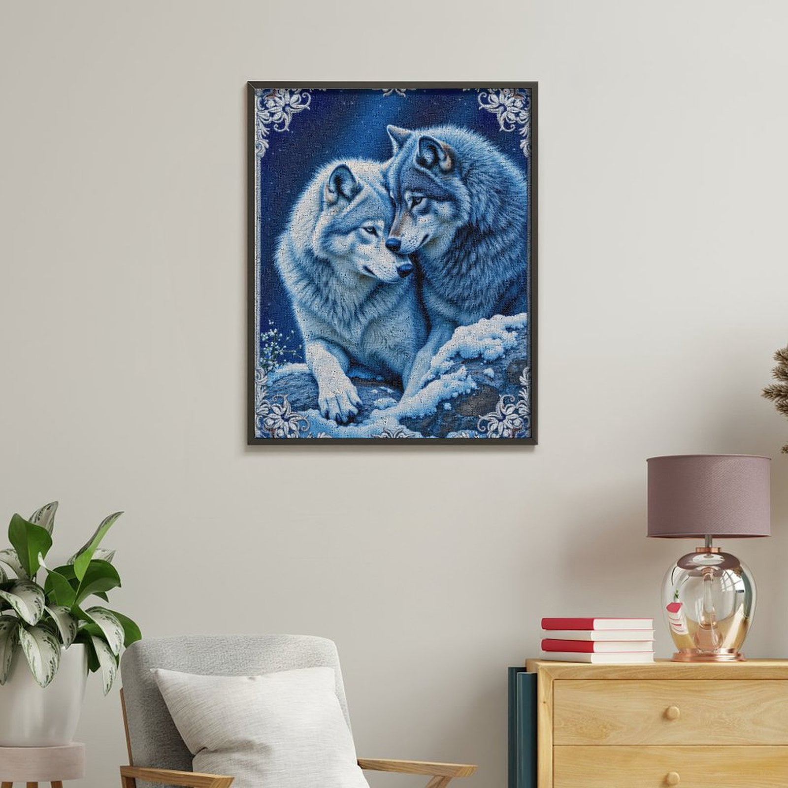 Paint by Numbers Kit for Adults, Winter Wolves Embrace Under Stars Paint by Numbers, Easy Paint by Numbers Kit for Adults Beginner, DIY Adult Paint by Number Kits on Canvas, Home Decor