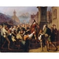 thumbnail image 3 of Franz Schams 24x20 Black Modern Framed Museum Art Print Titled - Duke Friedrich Iv, Disguised as a Minstrel, Reveals Himself to His Faithful Tyroleans While Fleeing Constance (1851), 3 of 5