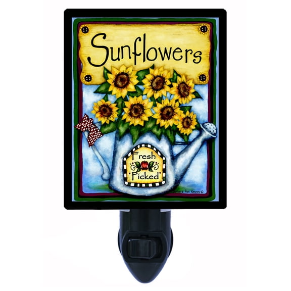 Night Light - Fresh Picked Sunflowers. | Fall Theme, Includes Free Switchable Insert, 4W Bulb, E12 Base