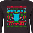 thumbnail image 4 of Inktastic I Want a Hippopotamus for Christmas Pixelated Ugly Sweater Long Sleeve Youth T-Shirt, 4 of 5