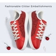 thumbnail image 2 of LUCKY STEP Stylish Star Low Top Lace Up Sneaker Comfort Walking Shoes,Red Glitter,Womens, 2 of 10