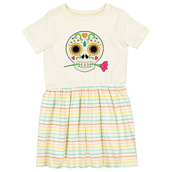 Inktastic DÃÂa De Los Muertos Skull with Flower Girls Toddler Dress