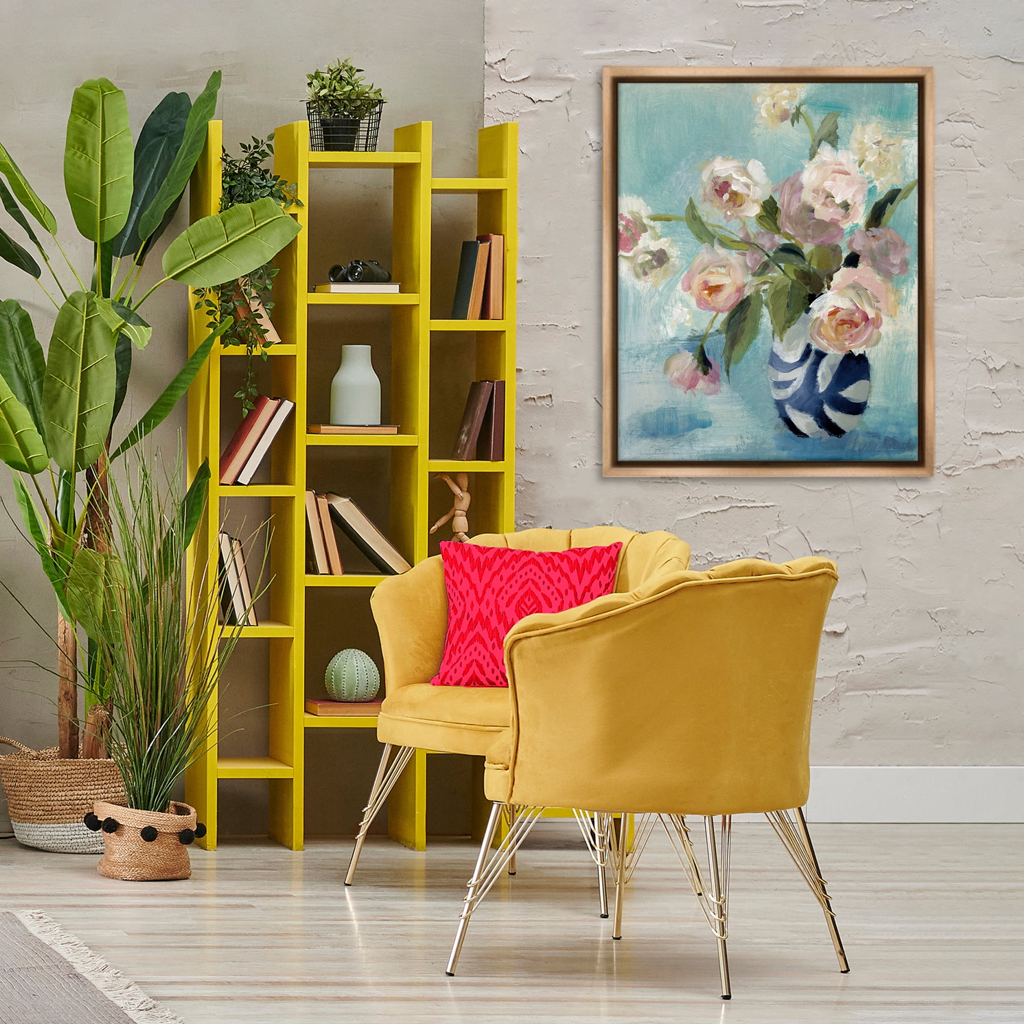 Stupell Industries Carefree Rose Blooms Botanical & Floral Painting Brown Floater Framed Art Print Wall Art, 25 x 31