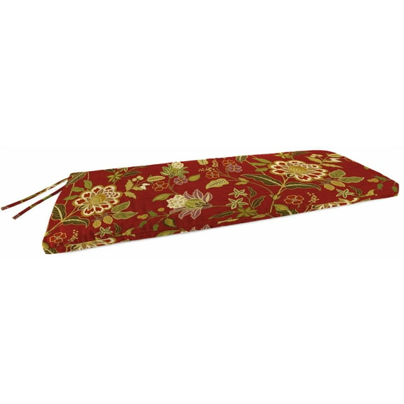 Jordan Manufacturing 48" x 18" Red Floral Outdoor Bench Cushion with Ties