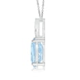 thumbnail image 2 of ANGARA Natural Oval 1 ct Aquamarine XO Pendant with Diamonds in 925 Sterling Silver for Women (Size-8x6mm) | March Birthstone, Anniversary, Jewelry Gift for Women | Natural Aquamarine Necklace, 2 of 8