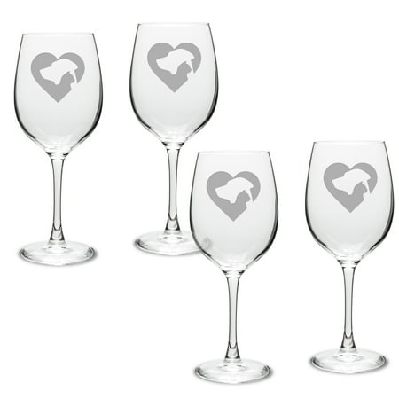 

Cat Dog Heart Deep Etched Classic Wine Glass Set of 4