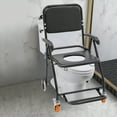 thumbnail image 3 of 4-In-1 Toilet Rolling Transport Chair, Foldable Shower Chair with Wheels 220.46lbs Capacity 22.83*24.41*40.16in Used in Homes, Hospitals, Sanatoriums, 3 of 15