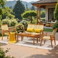 thumbnail image 2 of Devoko Outdoor Patio Conversation Sets, 4PCS Hand-Woven Rope Acacia Wood  Furniture Sets for Balcony, Backyard, Garden, Poolside, Beige, 2 of 7