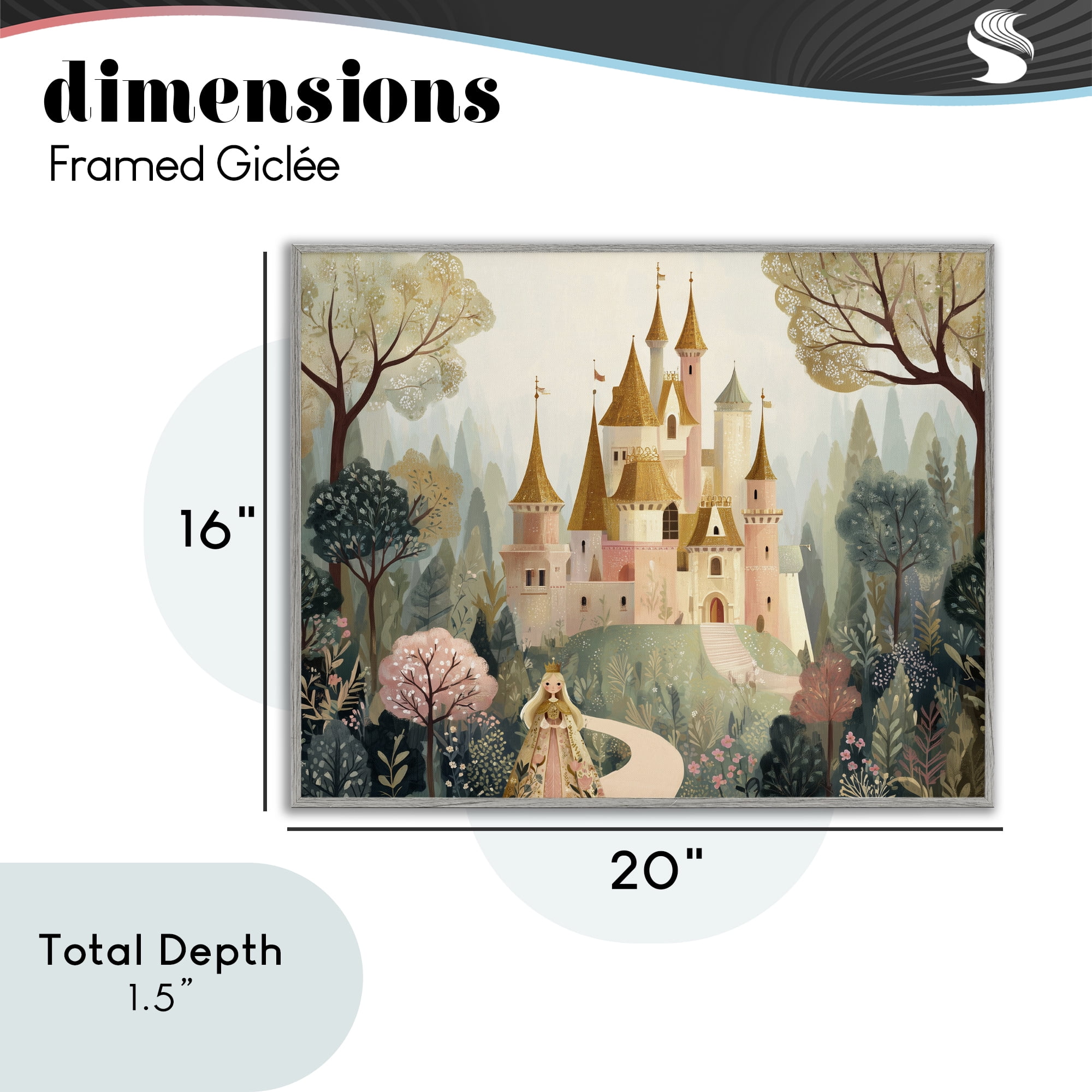 Stupell Industries Whimsical Castle Path Gray Framed Giclee Art, design by Christine Simpson Art