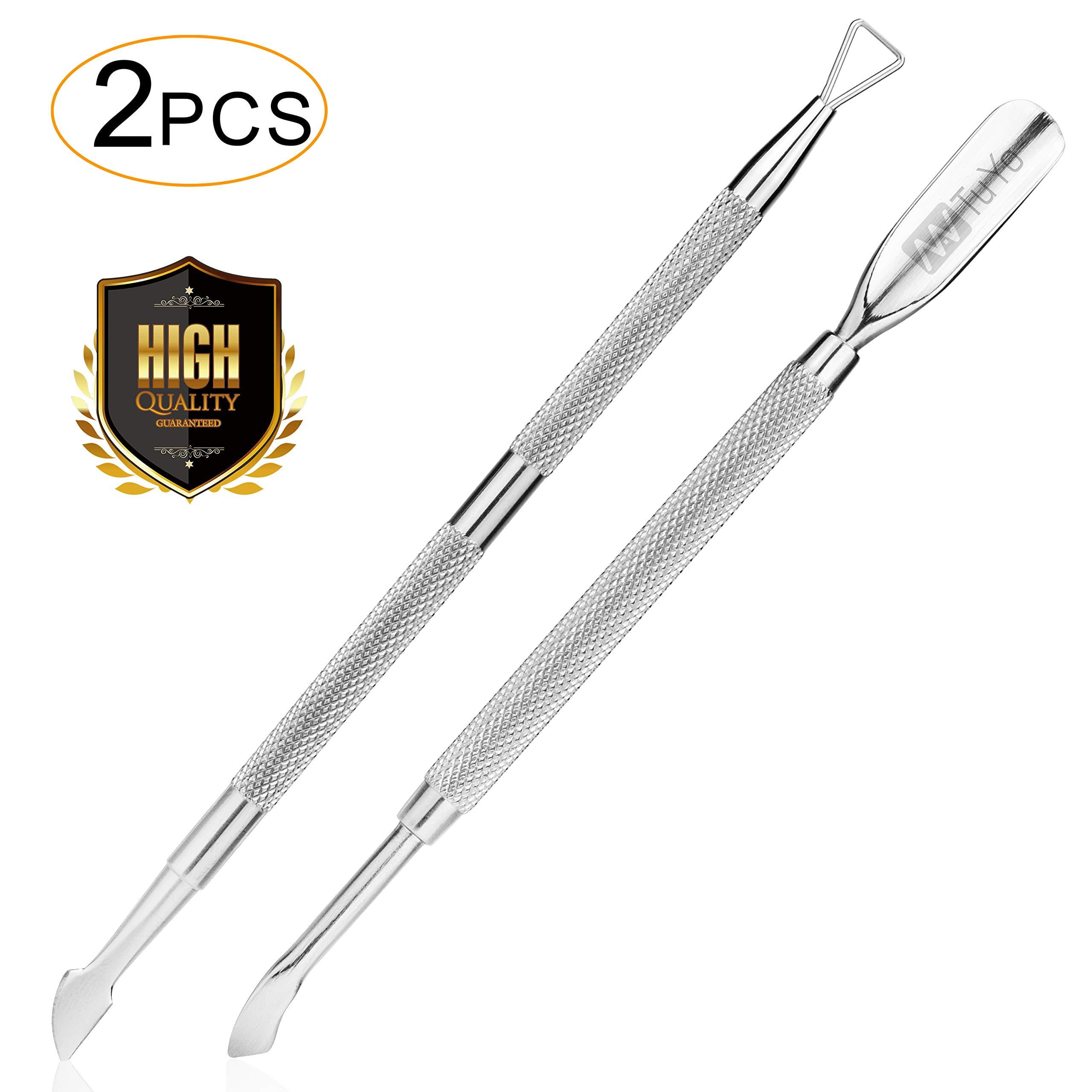 2PCS Cuticle Pusher and Cutter Set, Triangle Cuticle Nail Pusher Peeler