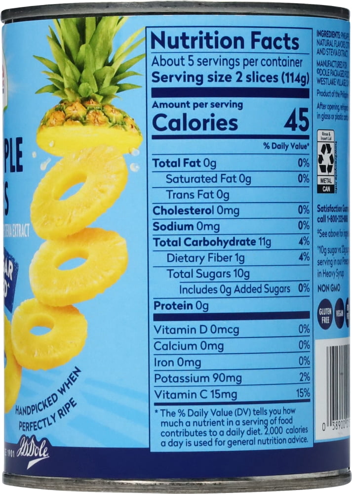 Dole Pineapple Slices No Sugar Added 20 oz - 5 Pack