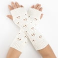 thumbnail image 1 of Guantes sin dedos de invierno para mujer Tejido largo con agujeros para los dedos Calentador de manos para el de la muñeca blanco Colcomx guantes largos sin dedos, 1 of 6