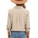 thumbnail image 5 of Camisas de Manga Larga para las Mujeres Blusa de Túnica de Imitación de Botón de Solapa de Ajuste Suelto con Tela Suave, Top de Verano Transpirable para Uso Diario Informal, 5 of 7