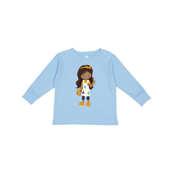 Inktastic African American Girl, Painter, Painting, Brush Girls Long Sleeve Toddler T-Shirt