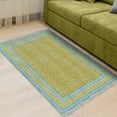 thumbnail image 2 of Casavani Green Cotton Block Printed Dhurrie Bohemian Kitchen Carpets Outdoor Rug 3x5 feet, 2 of 5