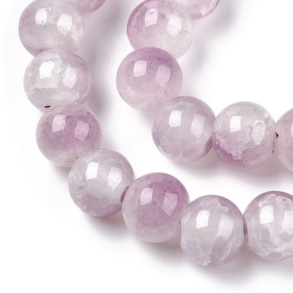 Crackle Baking Painted Imitation Jade Glass Beads Strands Two Tone Round Plum 6mm Hole: 1.2mm about 147pcs/strand 31.10''(79cm)