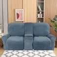 thumbnail image 3 of Housse de Causeuse Inclinable 2024 avec Console Centrale, Housse Extensible en Velours pour Fauteuil Inclinable 2 Places avec Porte-Gobelet, 3 of 10