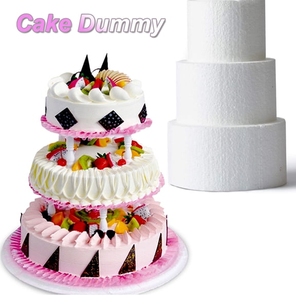 Manunclaims 3 Pieces Round Foam Cake Dummies 4/6/8inch Round Foam Cake Dummy Sugarcraft Flower Decor Practice Model for Decorating and Wedding Display