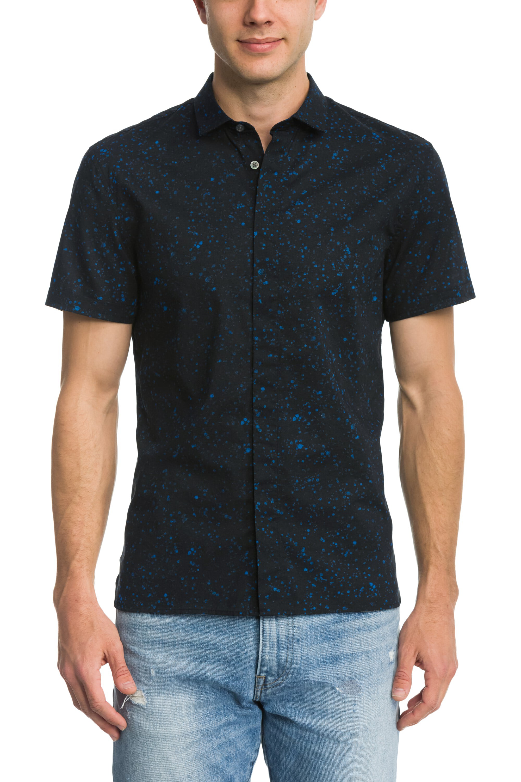 US X-Large John Varvatos MINERAL BLACK Loren Slim Fit Short Sleeve Sport Shirt