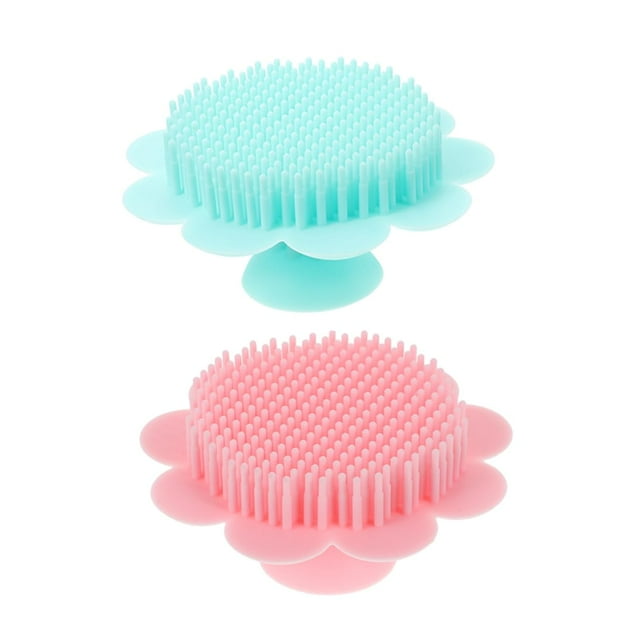Cepillo de masaje para el cuero cabelludo con champú y cepillo de baño suave para bebés, cepillo de masaje de silicona para todo tipo de cabello, niño recién nacido, 2 piezas