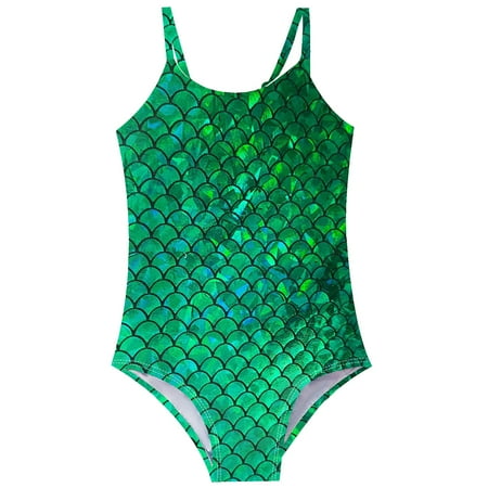 

Qudderr 5-12T Girls One Piece Swimsuits for Kids Toddlers Halter Printed Bathing Suit Spaghetti Strap Swimwear for Girls