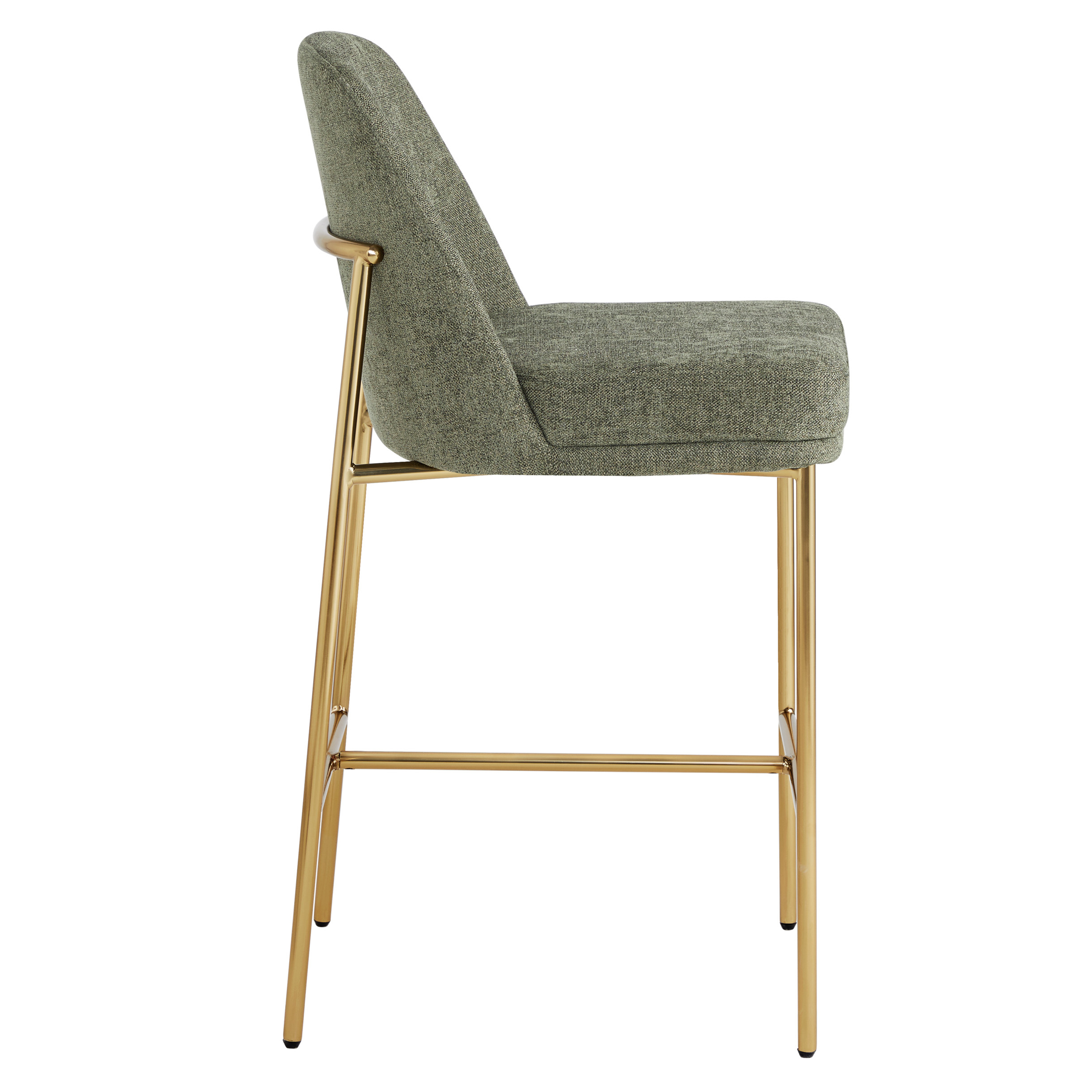 Spruce & Spring Modern 27-Inch Contemporary Counter Stool Set with Upholstered Seat and Metal Frame Set of 2, Moss Green Fabric