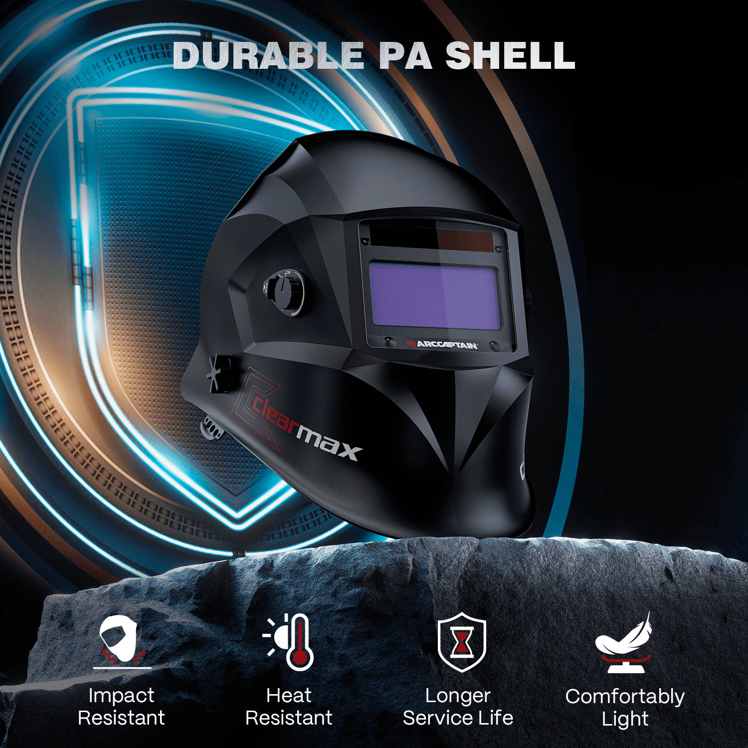 ARCCAPTAIN Small View Auto-Darkening true color Welding Helmet