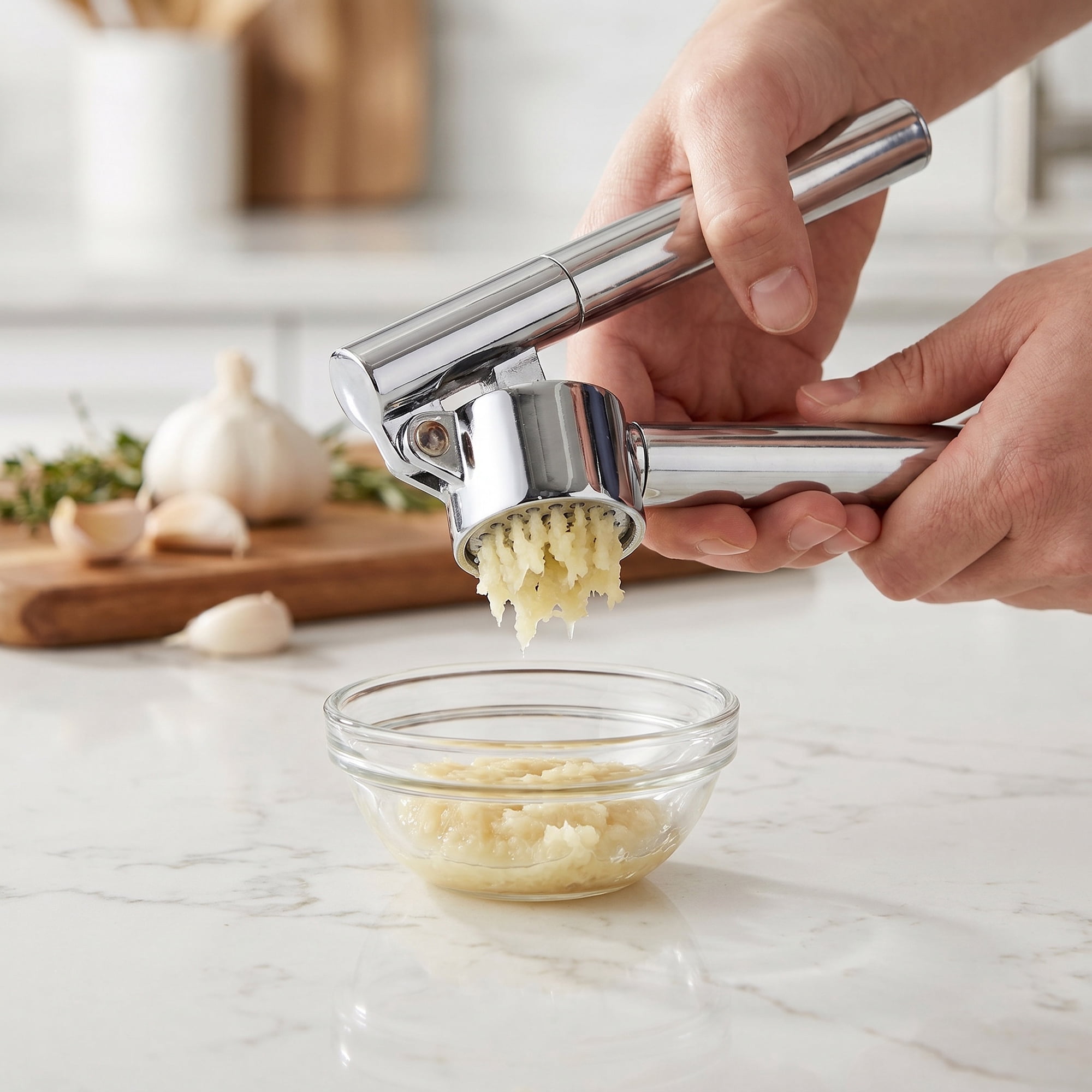 Unique Bargains Chopper Food Processor Ergonomic Long Handle Garlic Squeezer Silver-2