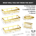 thumbnail image 4 of Shower Caddy - Adhesive Shower Organizer, Hanging Suction Gold Shower Shelves Rack, Inside Shower Rack Holder, Bathroom Decor Organization Storage Accessories, Home Essentials Gadgets, 4 of 8