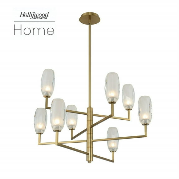 Kalco 511571WB June 8 Light 36" Wide Led Crystal Chandelier - Winter Brass