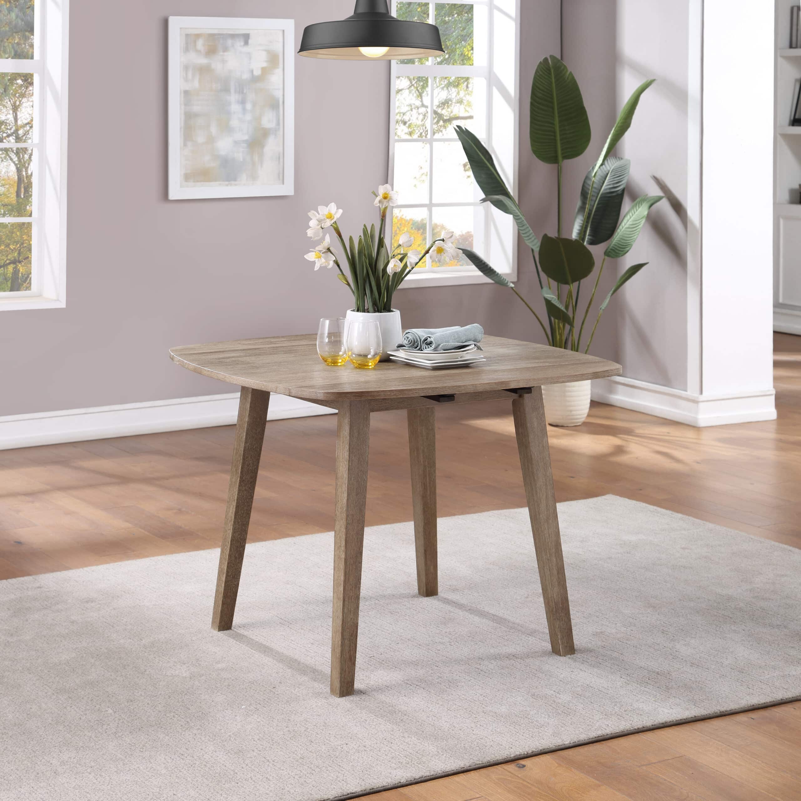Boraam Boulder Dining Table with Drop Leafs in Barnwood Wire-Brush Finish