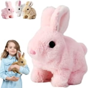 Bunby - My Realistic Bunny, Realistic Bunny Can Walk and Talk, Vitality Bunby My Realistic Bunny, Vitality Bliss Stuffed Bunny, Easter Plush Interactive Realistic Bunny Robot (Pink)