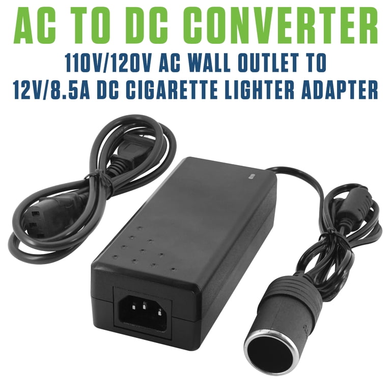 cigarette lighter to 120v adapter Cellet AC Wall to DC Car Cigarette Lighter Power Adapter, 110v to 12V Converter, 8.5A 102W for Car Accessories, Gps, Dash Cam, Cooler