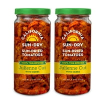Sun-Dried Tomatoes in Oil, 8.5oz (Pack of 2) Julienne Cut with Herbs by CALIFORNIA SUN DRY | Naturally Gluten-Free and Antioxidant Rich