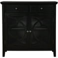 thumbnail image 3 of 35.4" Buffet Sideboard with 2 Carved Glass Doors, Modern Wooden Accent Storage Cabinet with 2 Drawers & Adjustable Shelf, Elegant Console Table Sofa Table with Metal Handles for Living Room, Black, 3 of 7
